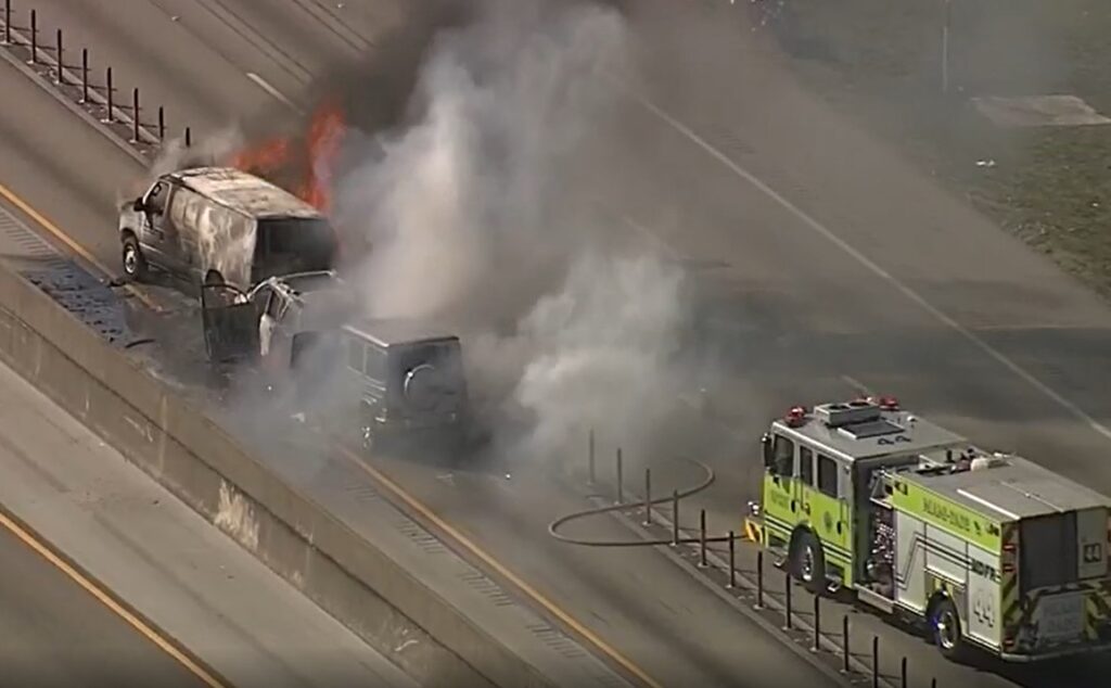 Fiery multi-vehicle crash in Miami-Dade injures one