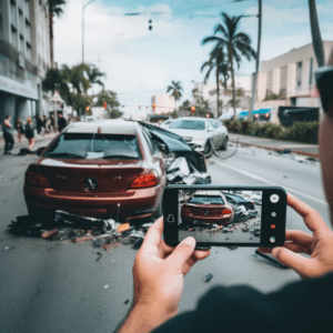 Person taking photo of car accident