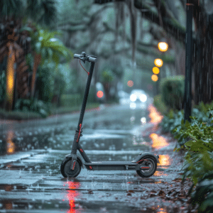 Electric scooter in rain
