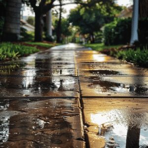 Wet sidewalk